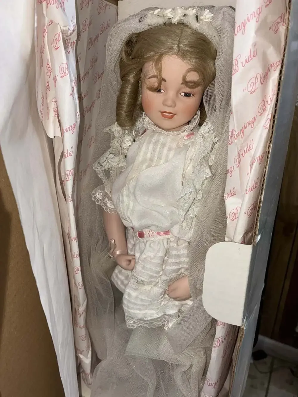 Playing Bride Porcelain Doll by Maud Humphrey Bogart (1988 Hamilton Collection)